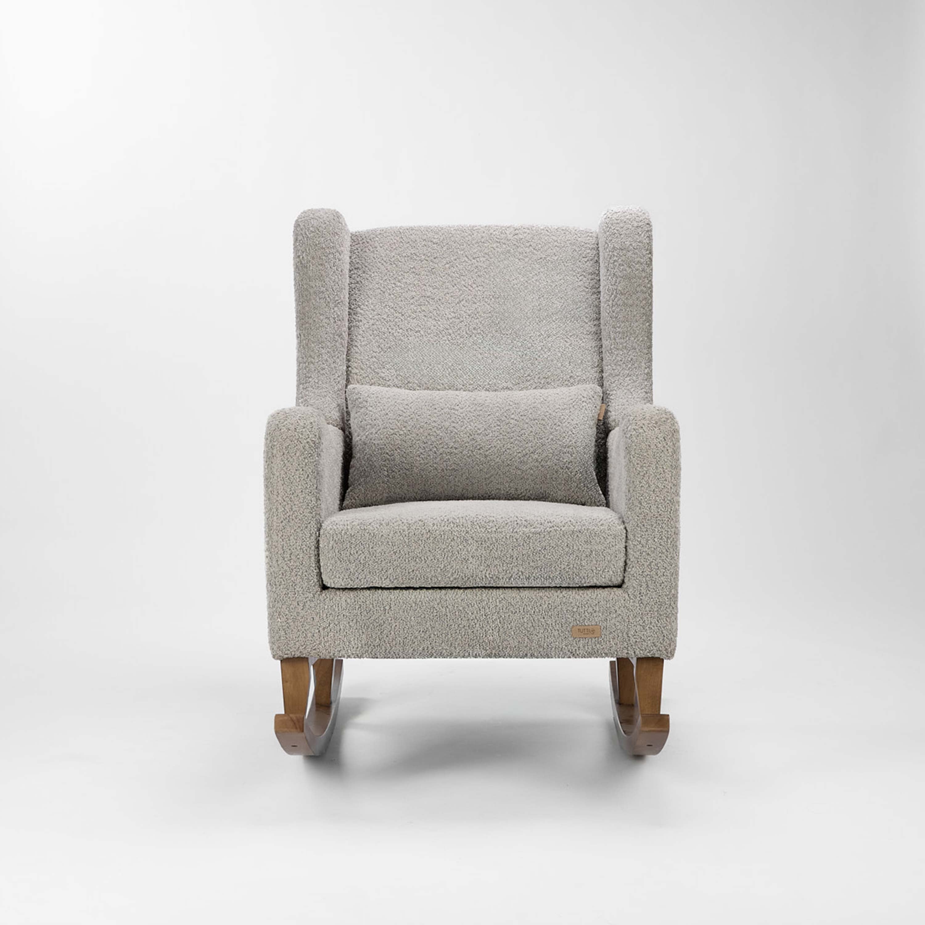 Harper Wingback Rocking Chair & Footstool - Teddy Cloud Grey