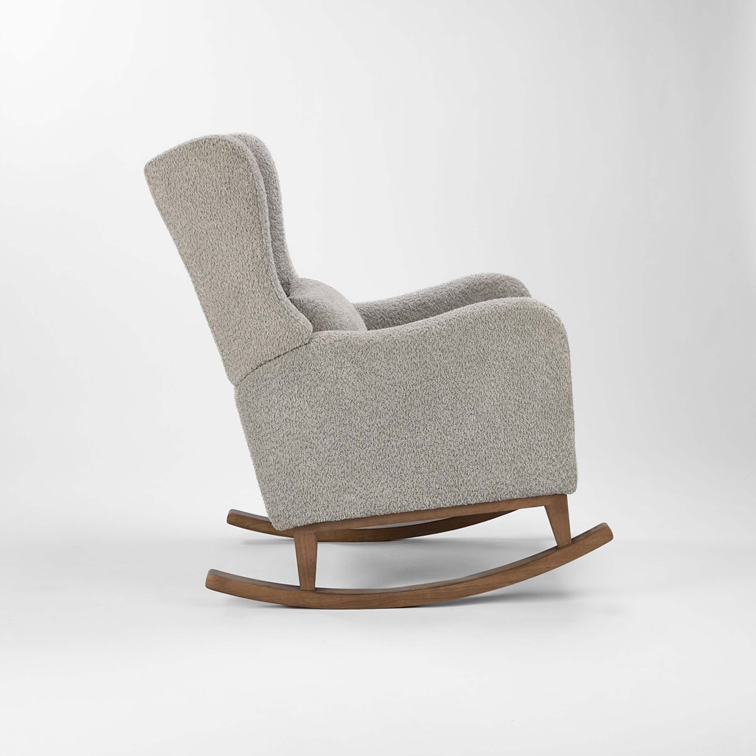 Harper Wingback Rocking Chair & Footstool - Teddy Cloud Grey