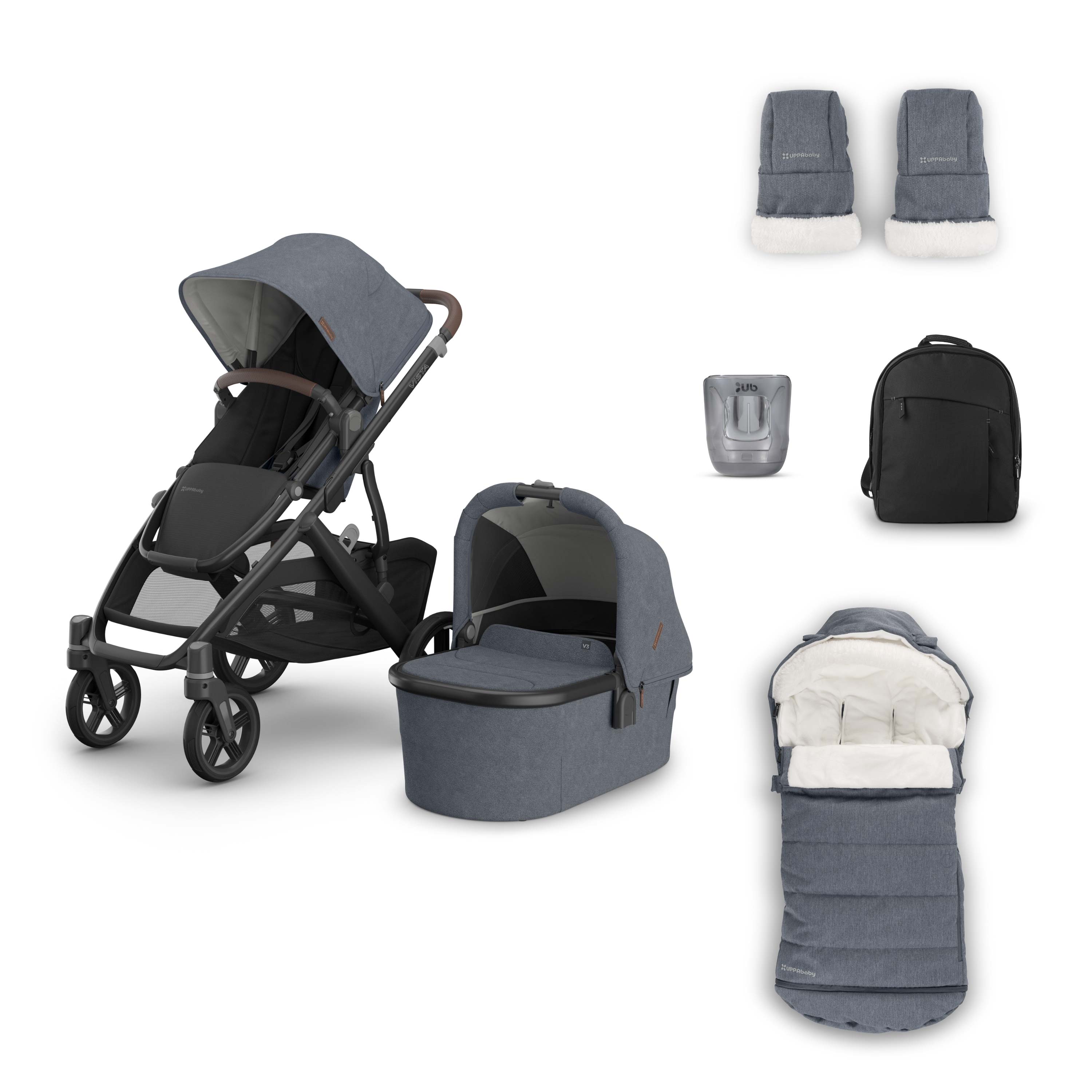 Uppababy Vista V3 Pram & 4 Piece Accessory Pack Julian Julian