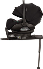 Black Arra Flex Nuna car seat with Base Curv on a white background
