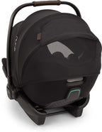 Black baby Arra Flex car seat with rear mesh window on a white background