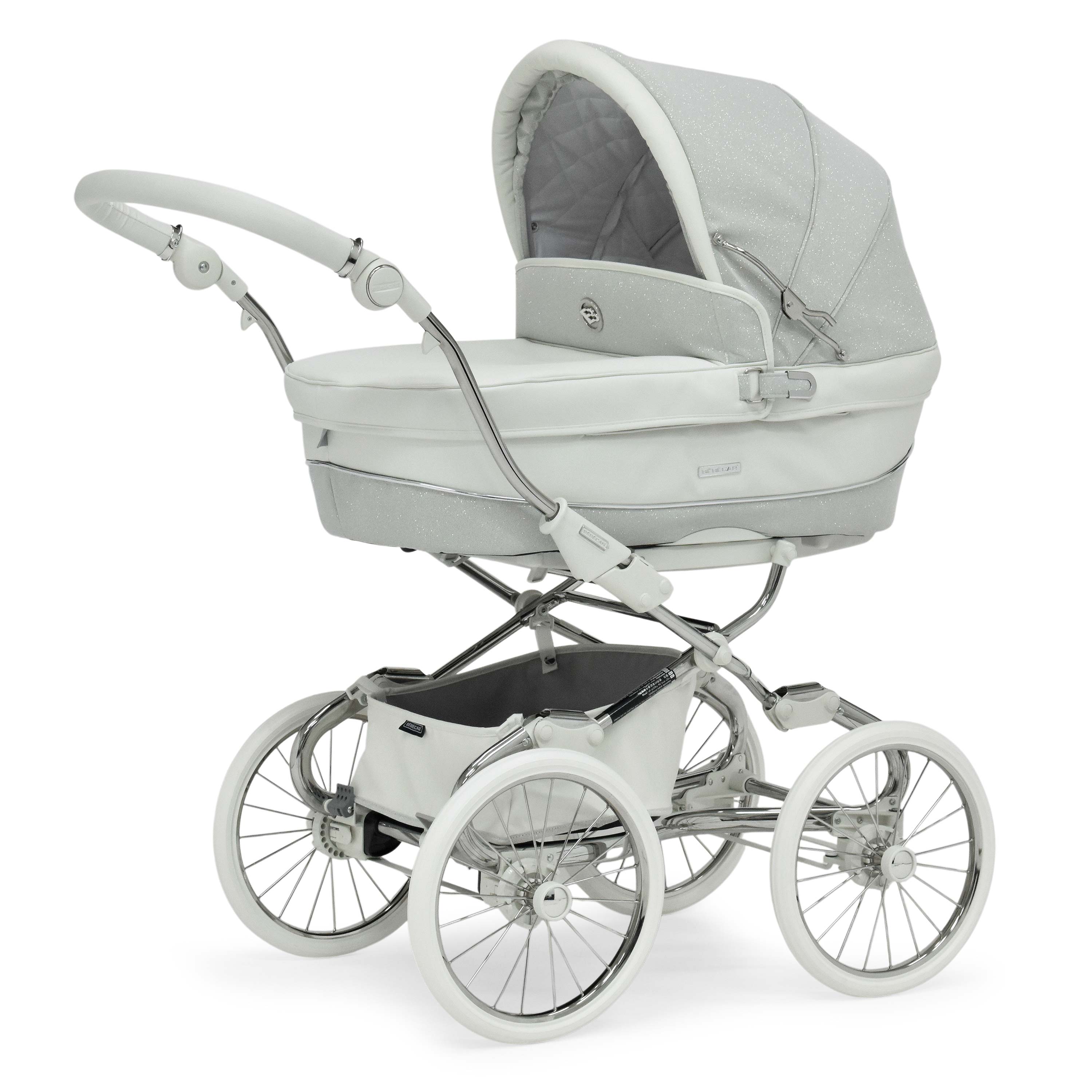 Bebecar Privé Stylo Class+ Pram in White Sparkle - Premium Luxury Combination Pushchair