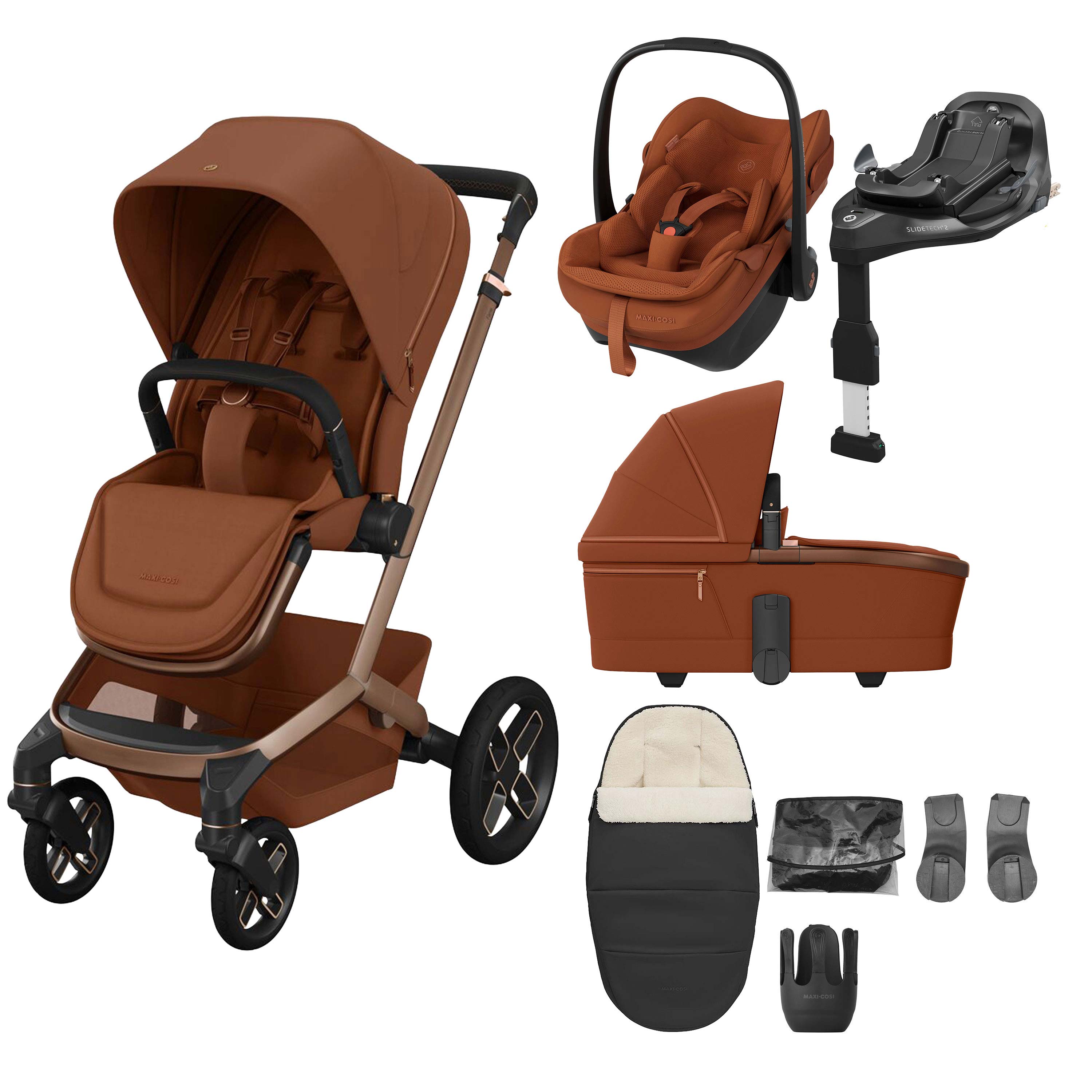 Maxi Cosi Fame 8 Piece Premium Travel System Bundle - Copper Terra