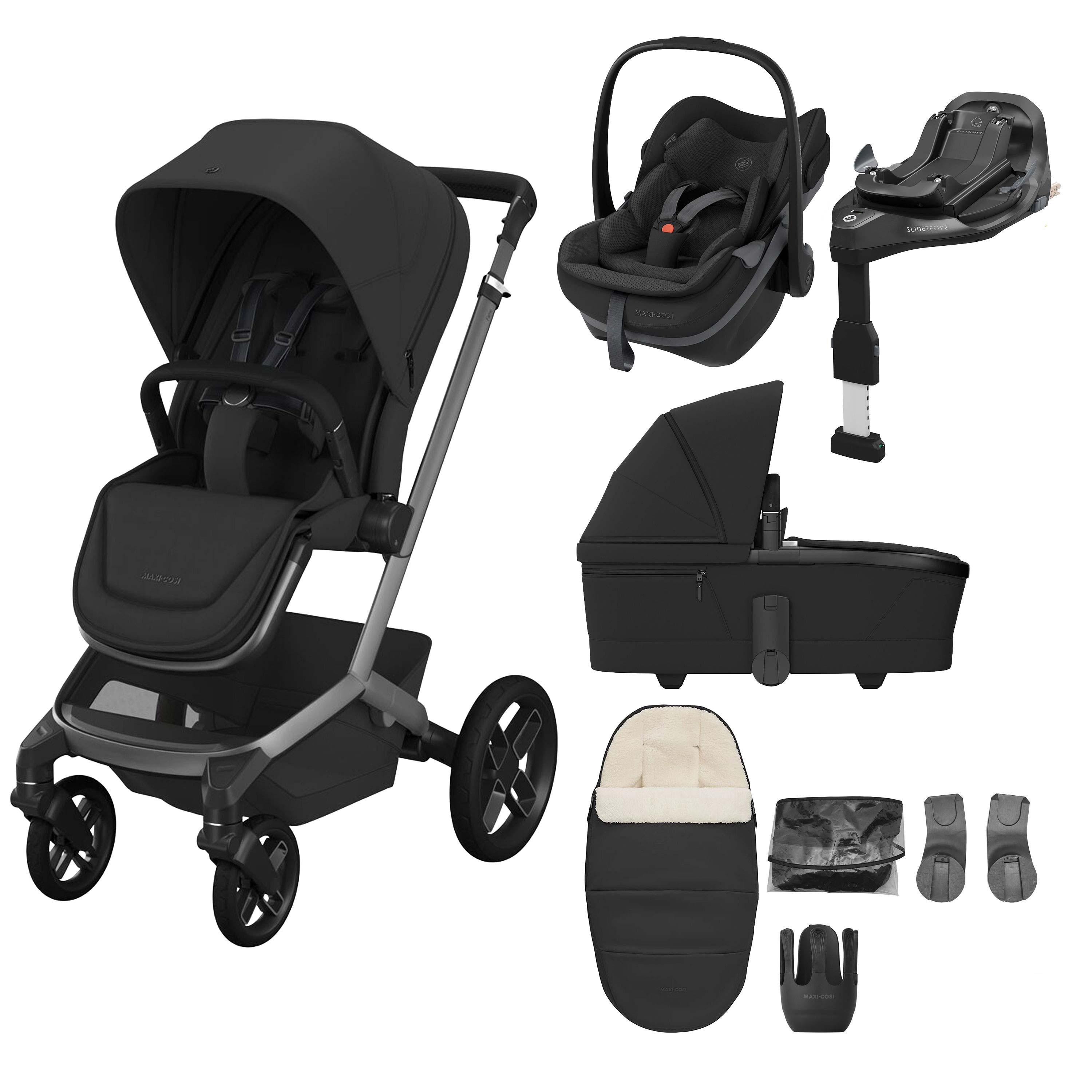 Maxi Cosi Fame 8 Piece Premium Travel System Bundle - Onyx Black