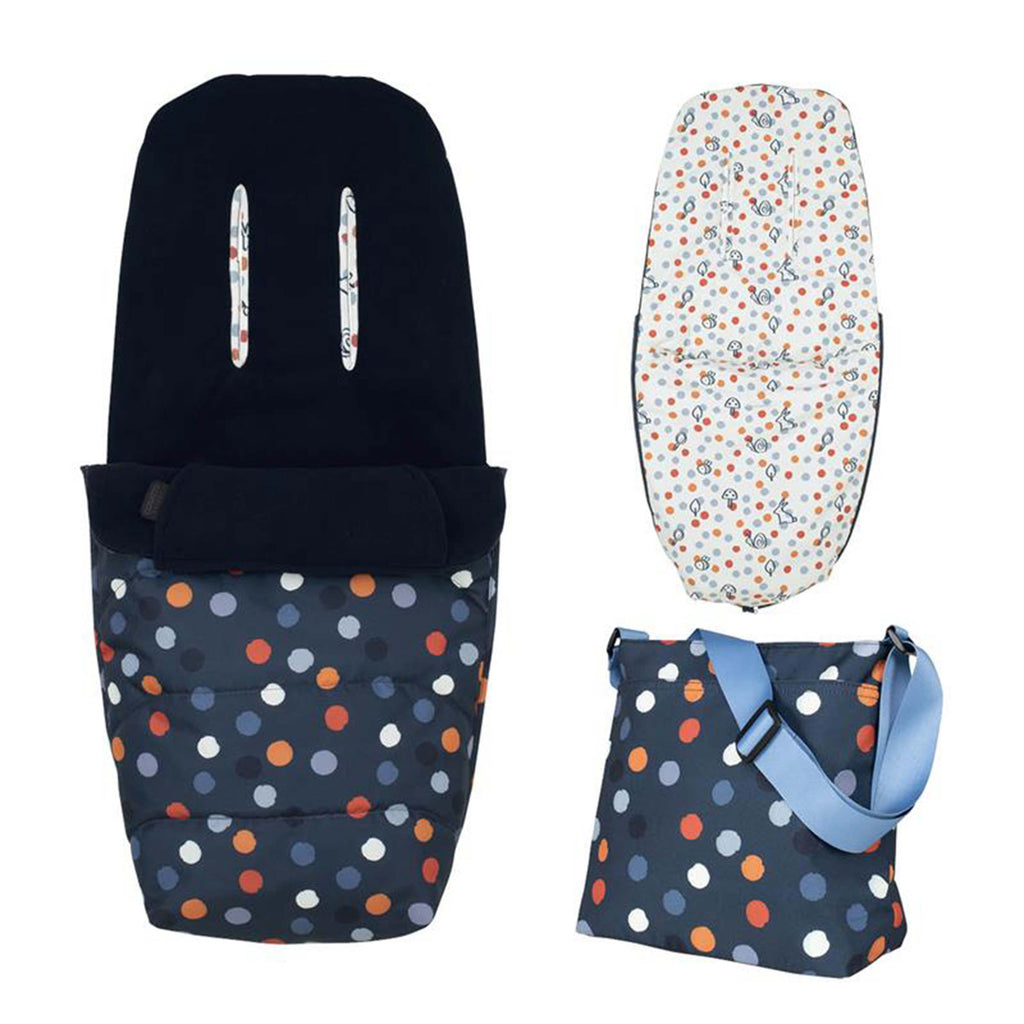 Cosatto Giggle accessory pack in Spot On pattern with footmuff and changing bag