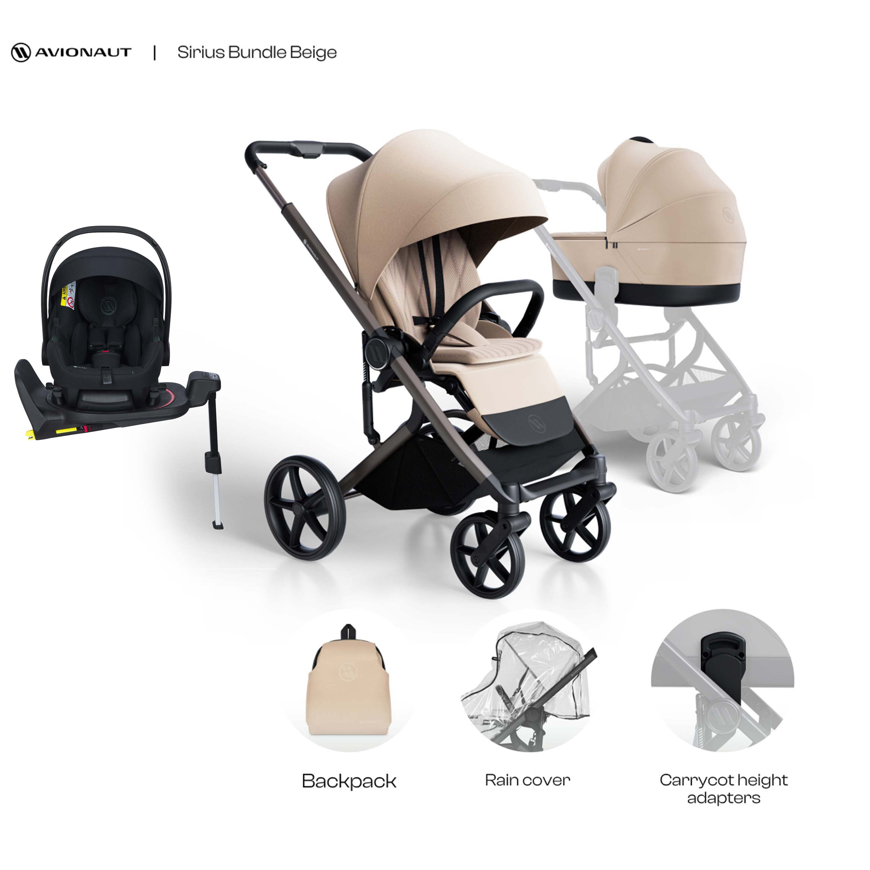Avionaut Sirius Travel System with Cosmo Smart & IQ Orbit – Beige