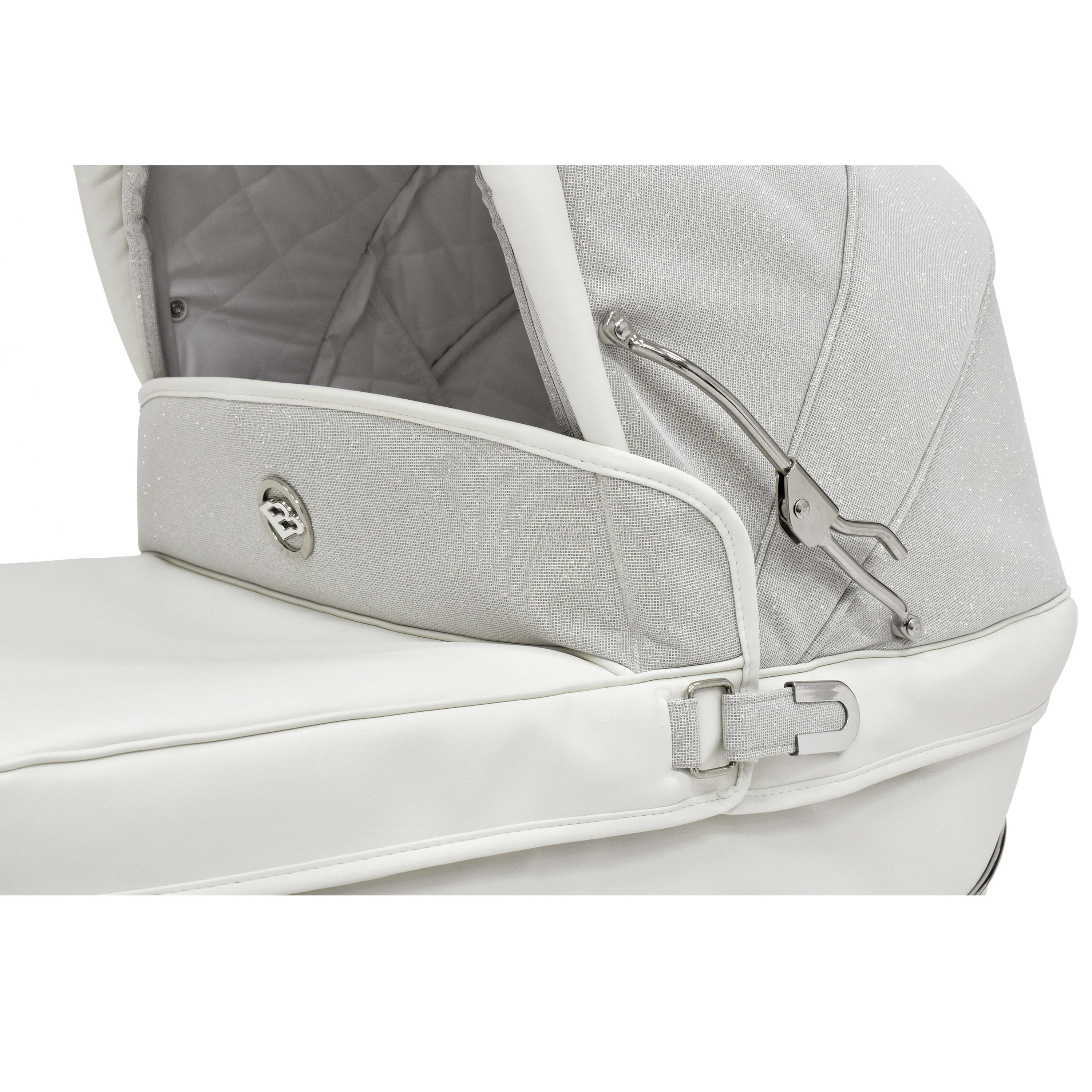 Bebecar Privé Stylo Class+ Pram in White Sparkle - Premium Luxury Combination Pushchair