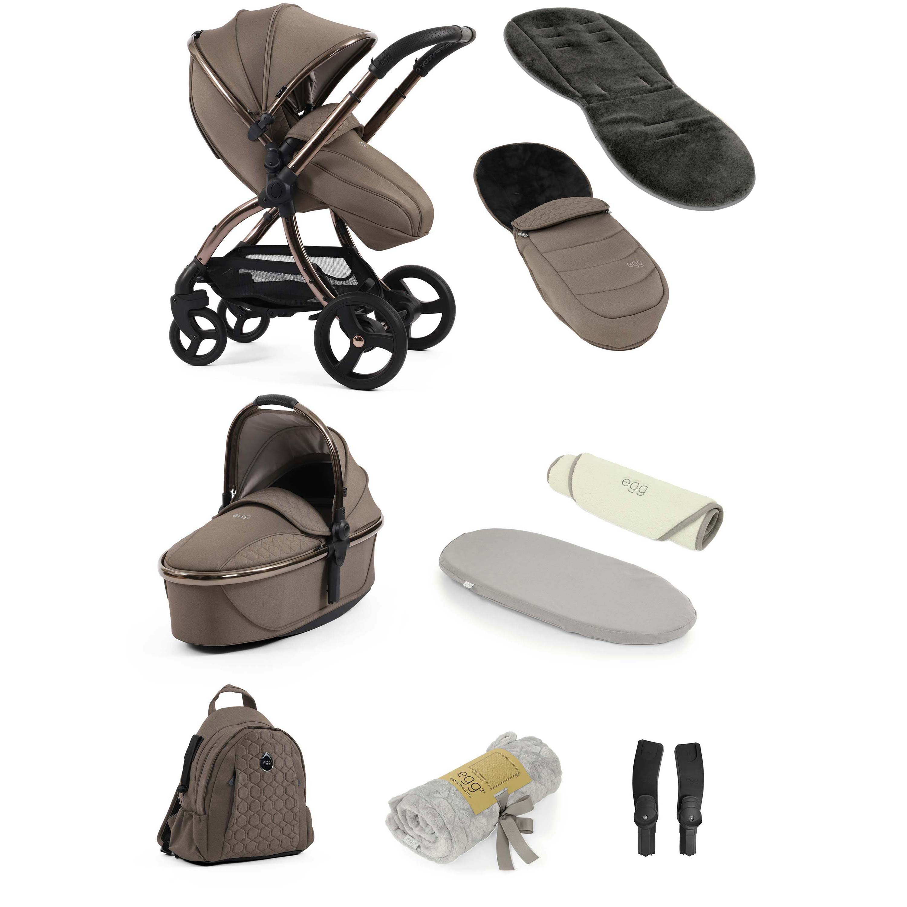 egg3® Stroller Snuggle Bundle 9 Piece Mink