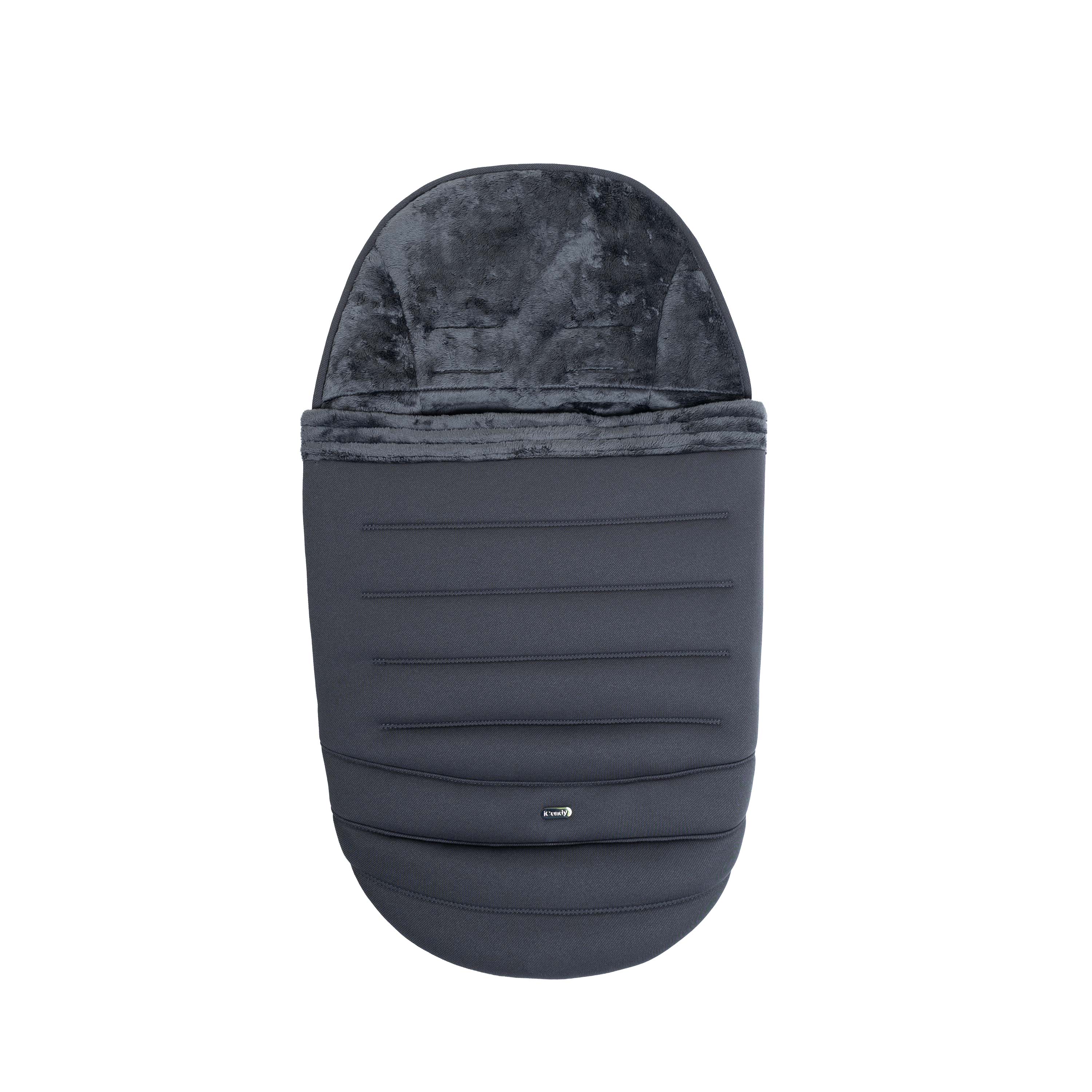 Dark grey baby footmuff on a white background