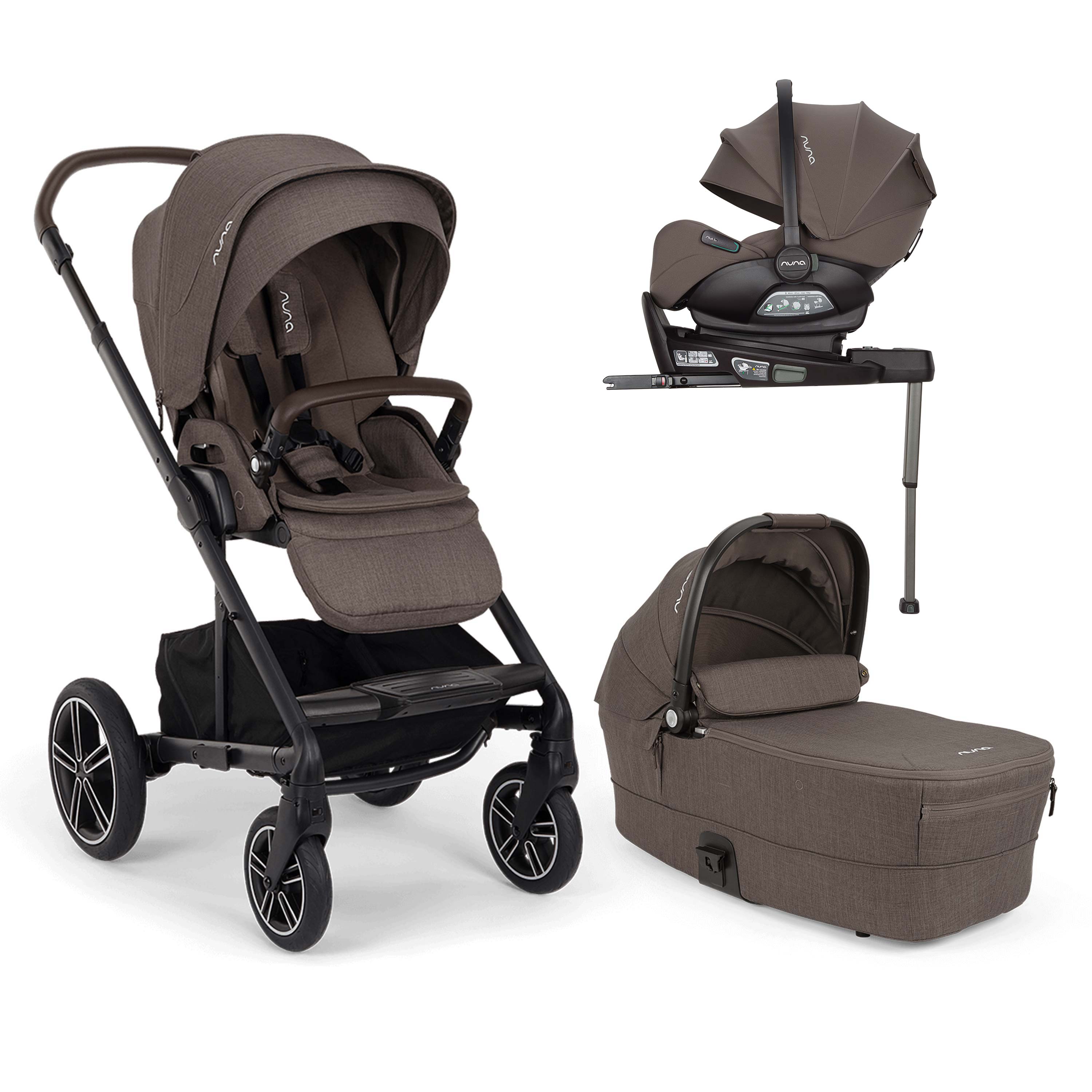 Nuna MIXX Next Travel System ARRA Flex i-Size Car Seat & BASE Curv - Chestnut